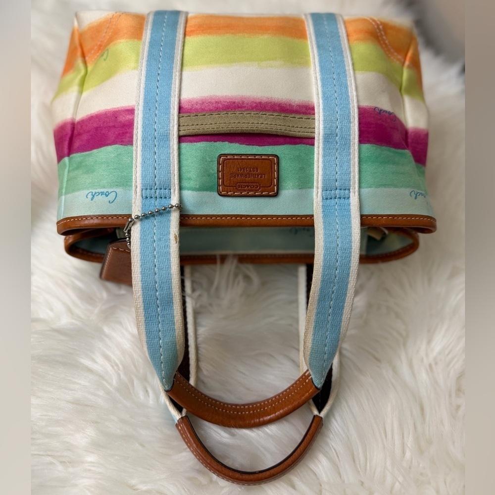 Coach Colorful Striped Tote Bag - Picture 9 of 10
